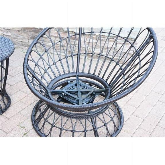 Papasan Espresso Resin Wicker Swivel Chair