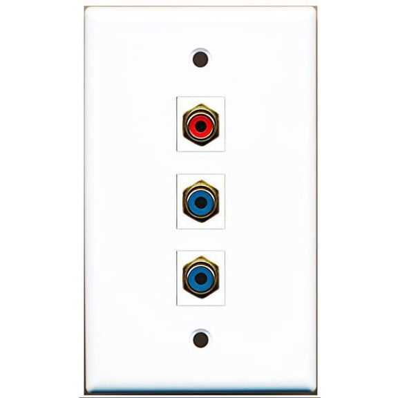 RiteAV - 1 Port RCA Red 2 Port RCA Blue Wall Plate