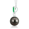 thumbnail image 2 of ANGARA Tahitian Cultured Pearl & Pear Emerald Drop Pendant in Platinum for Women | June Birthstone Jewelry for Her, 2 of 8