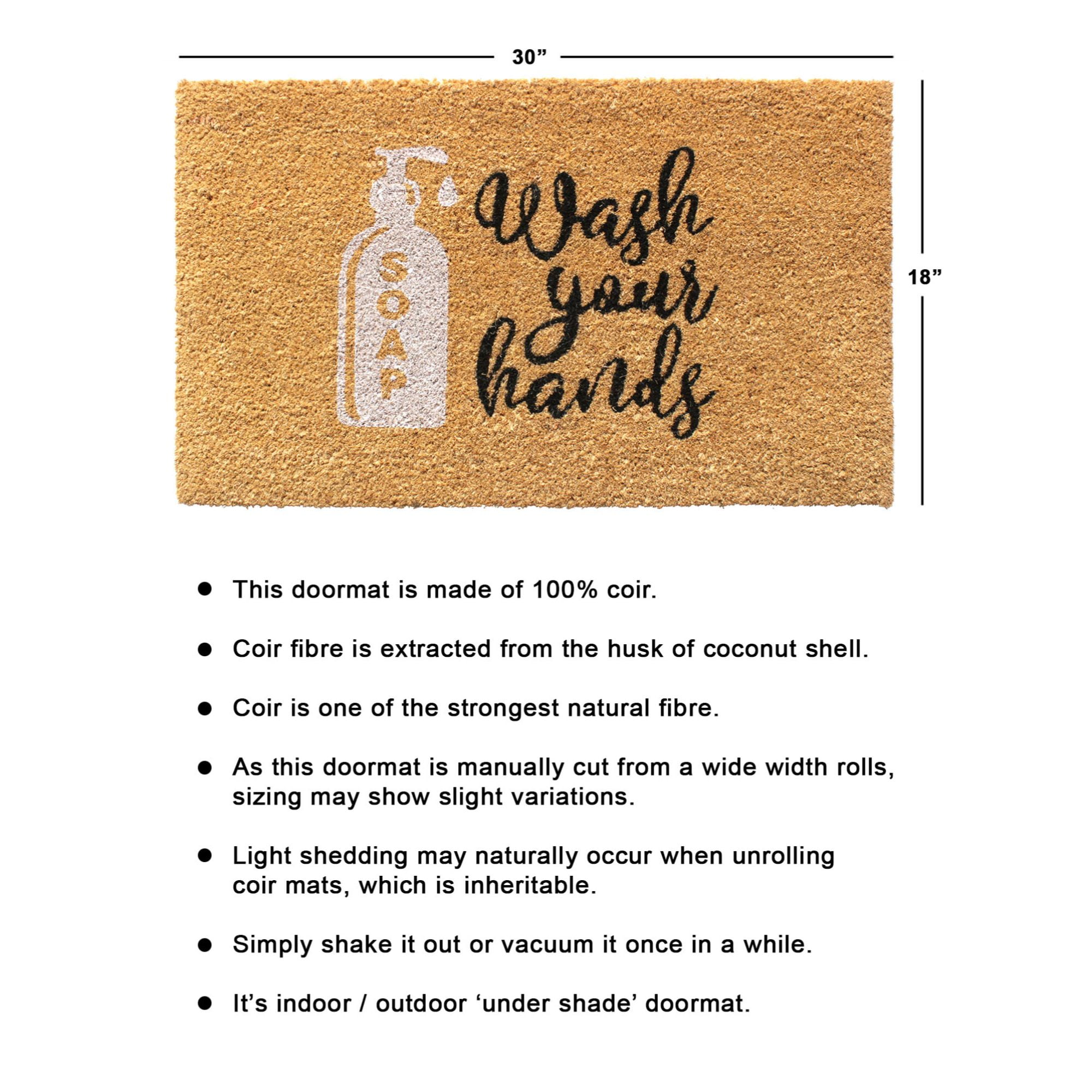 RugSmith Multi Machine Tufted Wash Your Hands Doormat, 18" x 30"