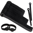 thumbnail image 1 of 120x Multi-Sizes Black Reusable Cable Ties, Adjustable Releasable Hook and Loop Cable Straps 3 Sizes for PC Cable Management, Organizing Cord Wraps, TV, Desk, 1 of 7