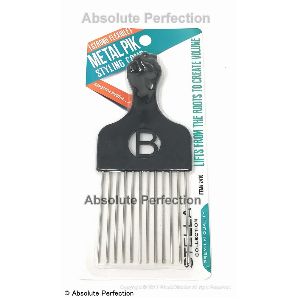 Stella High Quality Hair Pick Afro Pick Styling Comb Metal Pik 6.65