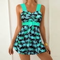 thumbnail image 4 of Women's 2 Piece Print Tankini Set Wide Strap Slimming Swim Top with High Waist Short Modest Bathing Suit (L, Green), 4 of 6