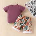 thumbnail image 5 of Fesfesfes Matching Mom And Son Outfits 0-24 Months Toddler Baby Boys' Letter Printed Short Sleeved T-shirt Leaf Flower Printed Shorts Set 18-24 Months, 5 of 9