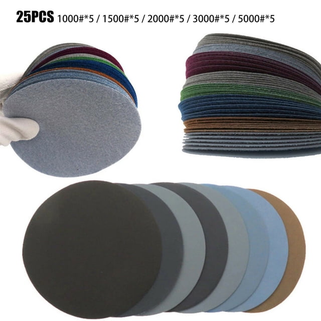 25X Disques de Ponçage 3 Pouces 1000-5000 Grains Humide/sec Crochet&Boucle Papier de Verre Orbital Mixte