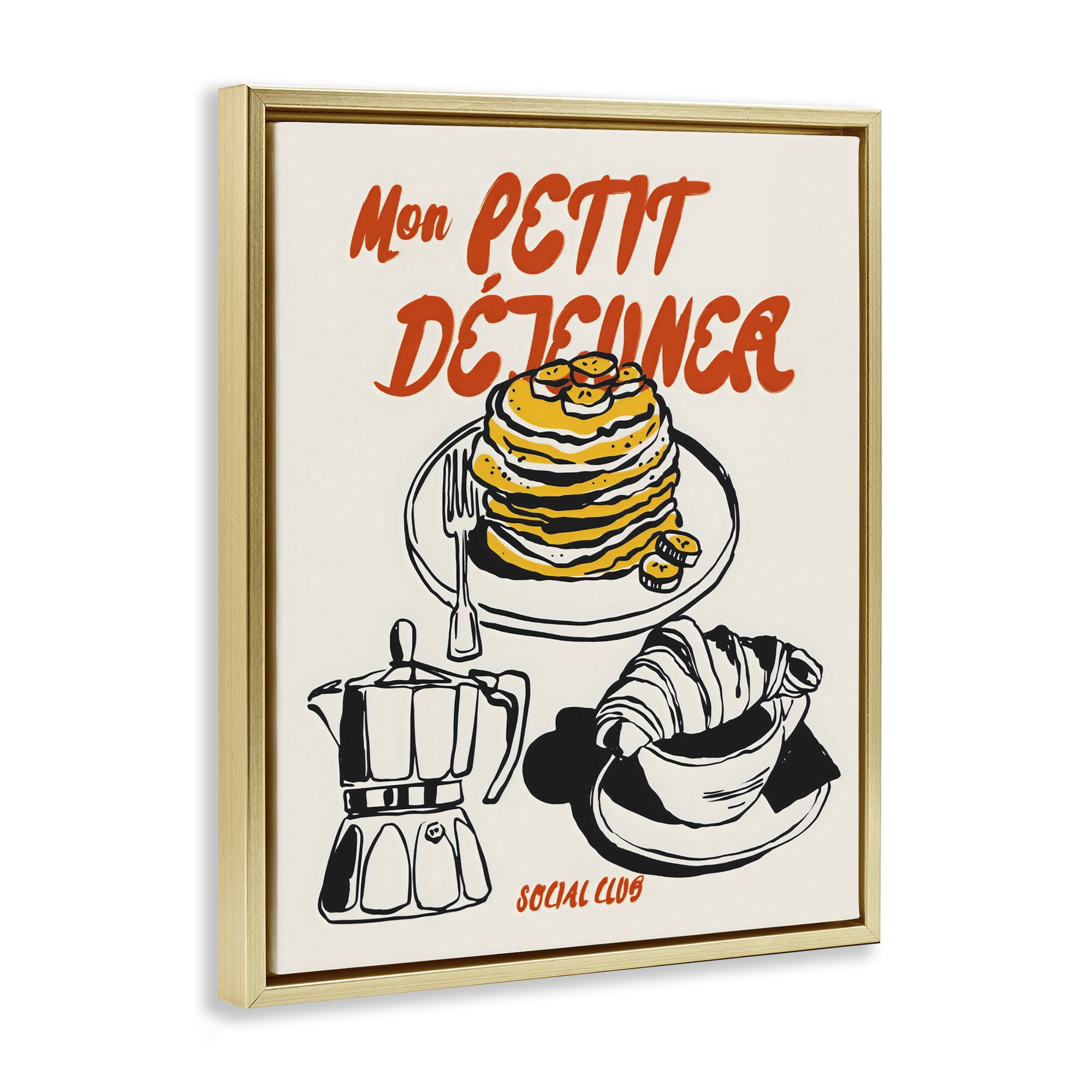 Stupell Industries My Breakfast Pancakes Spread Gold Framed Floater Canvas Wall Art, design by The Prints Vibe