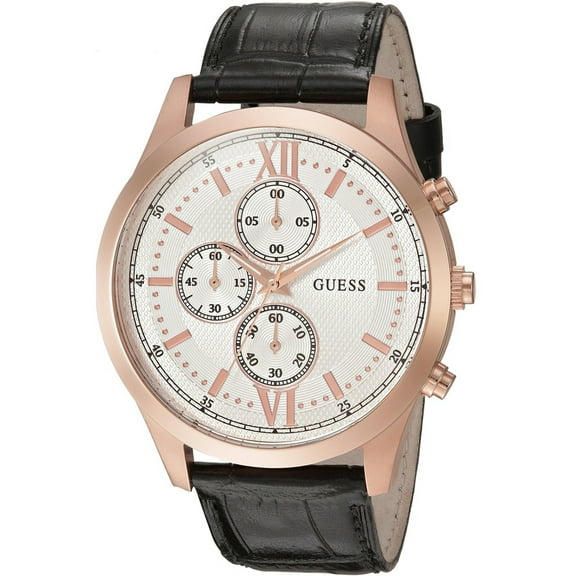 Guess Men's W0876G2, Chronograph,Silver Dial,Stainless Steel Case,leather strap,100m WR