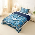 thumbnail image 3 of spefrowx Blue Wood Anchor Twin Comforter Sets for Kids, Rustic Rope Seashell Starfish Bedding Set, Navy Reversible, 2pcs, 1 Comforter and 1 Pillowcase, 3 of 6