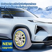 2 Pack Snow Socks for Tires,Snow Traction Device for Passenger Cars Trucks Winter Emergency Accessory,Anti-Skid Tire Socks,Snow Traction Device-Winter Emergency Kit(Grey Blue Yellow Model 6006)