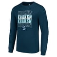 thumbnail image 2 of Men's Starter Deep Sea Blue Seattle Kraken Four Team Name Logo Long Sleeve Graphic T-Shirt, 2 of 3