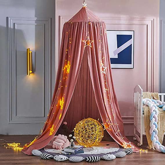 Decor Canopy for Kids Bed Soft Smooth Playing Tent Canopy Girls Room Decoration Princess Castle Dreamy Mosquito Net Bedding Children Reading Nook Canopies in Home Red Bean Color Walmart