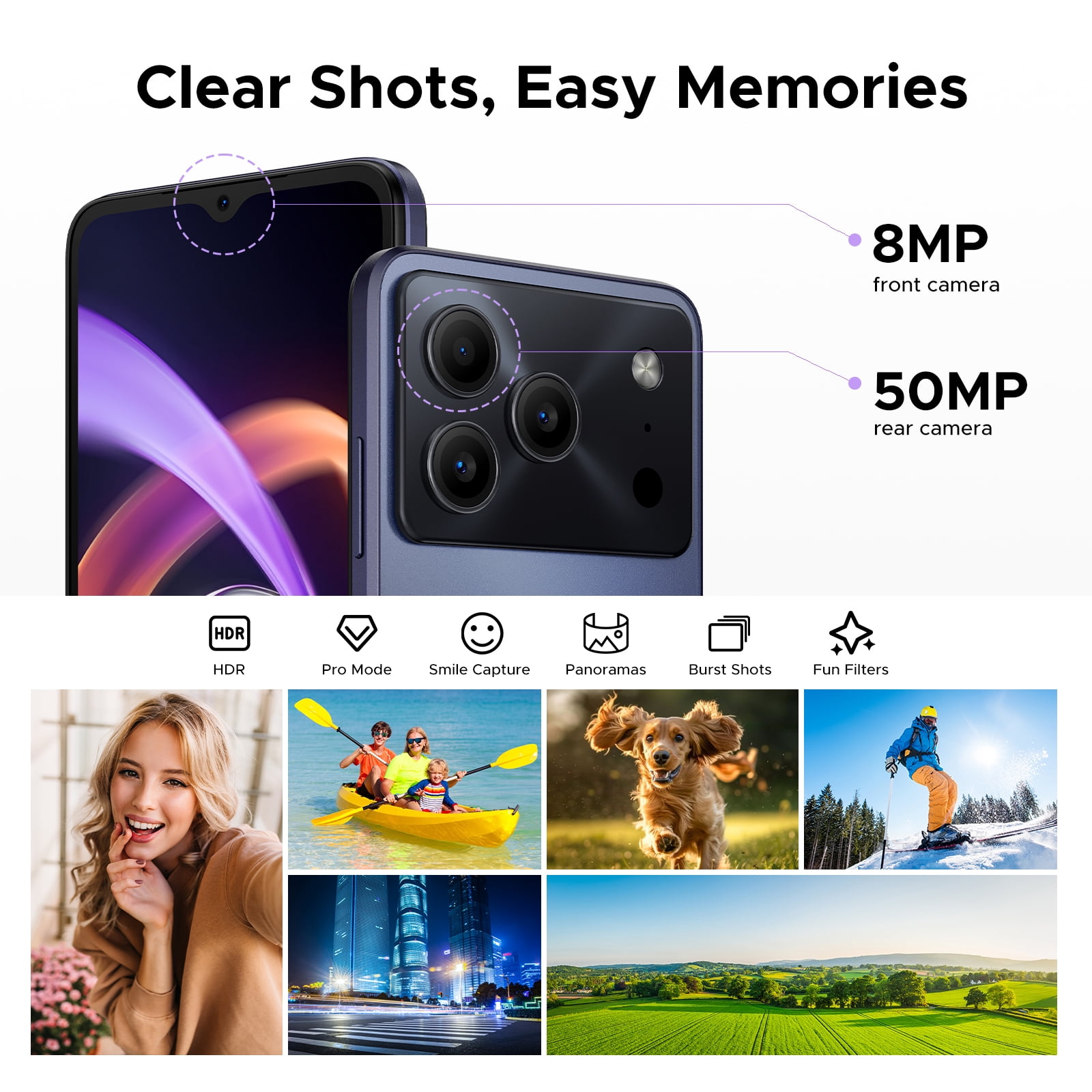 DOOGEE Note56 Plus Unlocked Android 16 Cell Phone, 48GB + 256GB/2TB TF Expand, 6.56" HD+ 90Hz Display, 6150mAh Battery, 50MP+8MP AI Camera, NFC/OTG/Side Fingerprint, 4G Dual SIM Unlocked Smartphone
