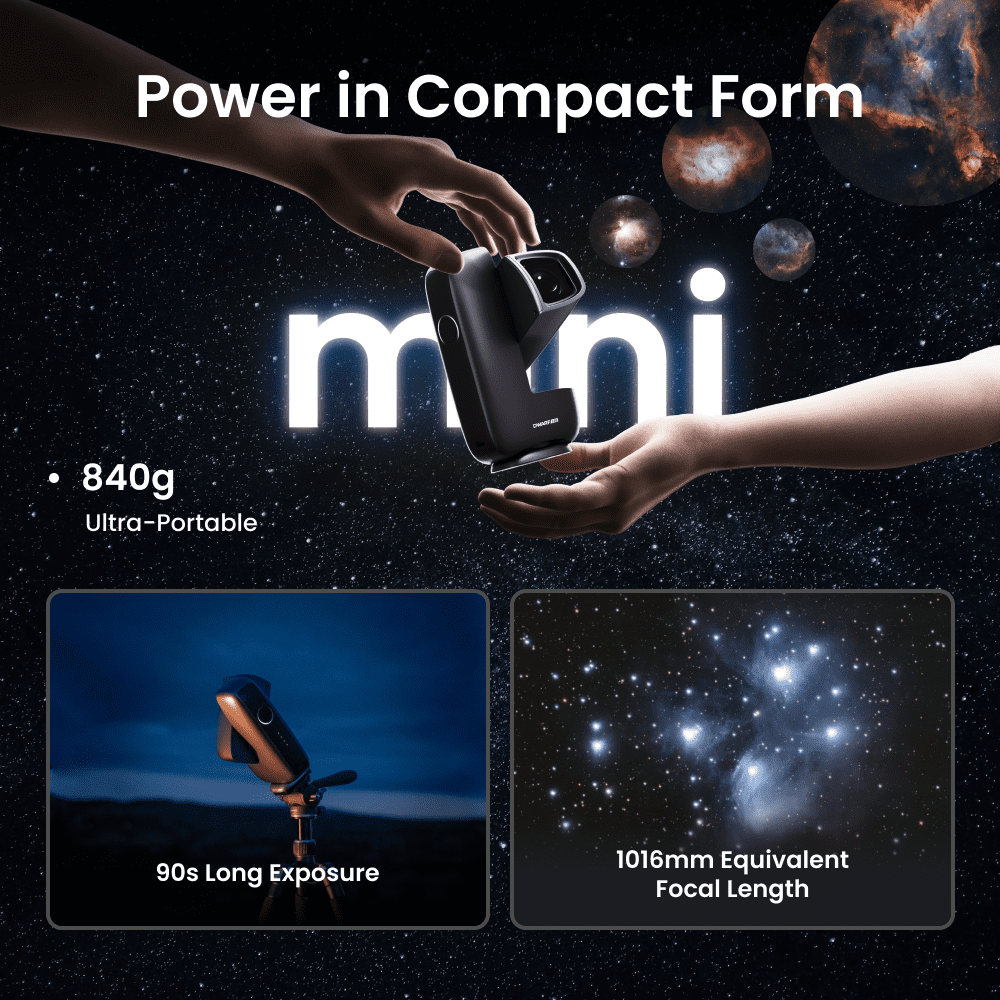 DWARFLAB DWARF Mini Smart Telescope - 1.85lb Ultra-Portable Astronomy Telescope for Astrophotography with Built-in Filters, Auto GOTO, AZ/EQ Mode and Cloud Processing, Ideal for All Ages