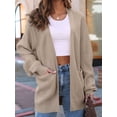 thumbnail image 2 of Womens Oversized Cardigan Soft Knit Cardigan Sweater with Pockets Khaki S, 2 of 4