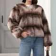 thumbnail image 6 of Faux Fur Jacket for Women Long Sleeve Open Front Fluffy Short Coats Warm Winter Outwear Khaki 3XL, 6 of 8