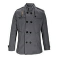 thumbnail image 5 of zfhfof Mens Trench Coat Slim Fit Wool Business Double Breasted Stand Collar Overcoat Warm Fall Winter Casual Peacoat Jacket, 5 of 7