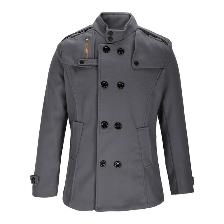 Men's Peacoats Stand Collar Double Breasted Lapel Winter Trench