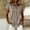 Brown, variant on Striped Womens Button Down Shirt Short Sleeve Summer Cotton Linen Blouse Casual Collared Loose Fit Breathable Women Tops