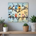 thumbnail image 6 of Spring Bird Wooden Wall Clock Silent Non Ticking, Blue Yellow Colorful Animal Oil Painting Square Wall Clocks Battery Operated, Decor Clock for Home Office, Living Room, Kitchen, 12 Inch, 6 of 9