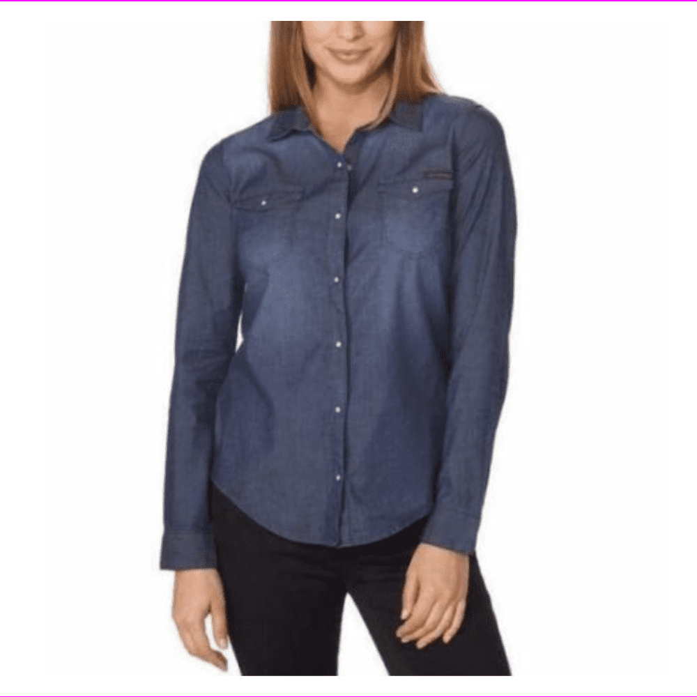 Calvin Klein Jeans Ladies' Slight high-low hem Denim Shirt L/Rinse