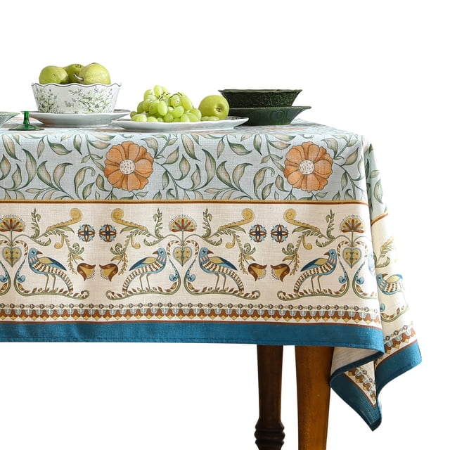 Mantel patdrea 160x279 cm de lino francés con estampado floral vintage