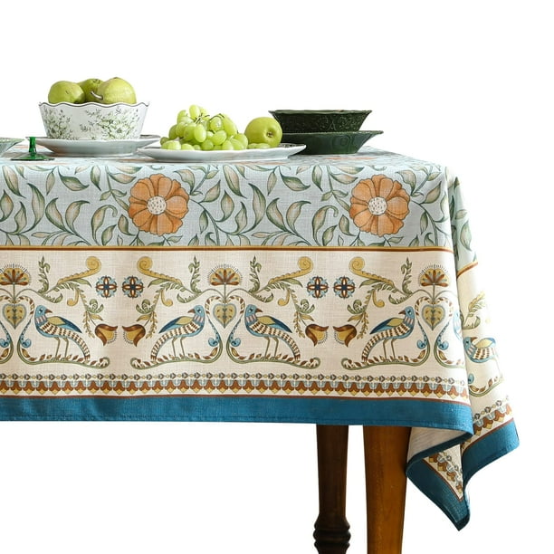 Mantel rectangular vintage floral de 170 x 300 cm