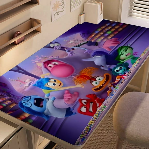 Inside Out-themed extra-large Non-Slip Base leather Desk Table mat—versatile for computer desks, dining tables, and more.12"x24"(30X60cm）