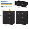 thumbnail image 3 of CozyHome Set of 2 Bedside Tables, Modern 3-Drawer Wooden Nightstands with Gold Knobs, Functional Accent Cabinets for Bedroom or Living Room, 3 of 7