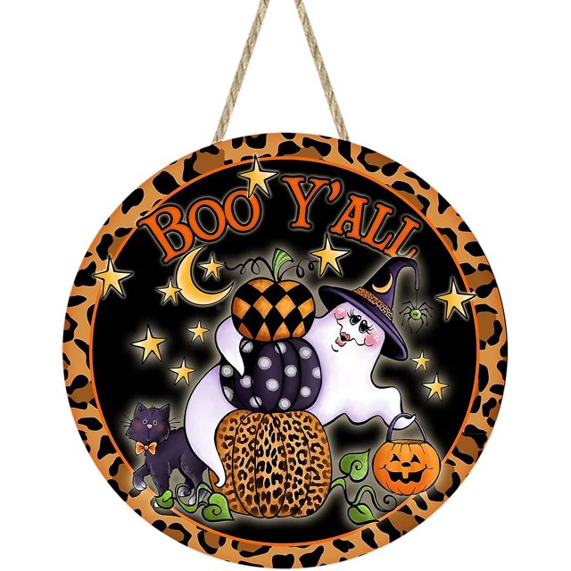 Halloween Ornement Dcoratif En Bois Happy Halloween Porte Panneau Suspendutiquette Suspendue De Dcoration D'halloween (impresión Cara Simple 30x30cm)