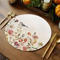 thumbnail image 2 of Fall Pink Flower Round Braided Placemats Set of 1, Bird White Daisy Leaf Pastoral Vintage Heat Insulation Place Mats Washable Non-Slip Table Mats for Kitchen Dining Party, 13 Inches, 2 of 9