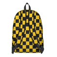 thumbnail image 3 of Yellow and Black Checkered Pattern Backpack for School, Cute School Bag with Adjustable Shoulder Straps and Padded Back, 15.7"x11.8"x5.5", 3 of 5