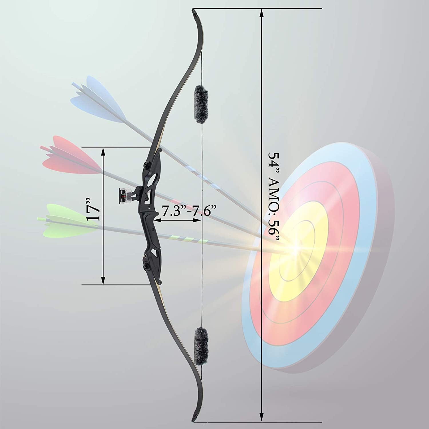 56" Recurve Bow with 30 Max Draw 30 35 40 45 50lb Draw Weight Right Hand Outdoor Hunting Bows Arrows Archery Set