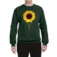 thumbnail image 2 of Sunflower Christian Faith Cross Inspirational/Christian Unisex Crewneck Graphic Sweatshirt, Forest Green, X-Large, 2 of 3