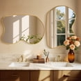 thumbnail image 4 of Fahomiss 28"x40" Gold Bathroom Wall Mirror, Irregular Curved Metal Framed Mirror, 4 of 10