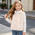 thumbnail image 2 of OGLCCG Girls Sherpa Fleece Vest Kids Full Zip Fuzzy Sleeveless Jacket with Pockets Lightweight Soft Warm Winter Coat(Beige,8-9 Years), 2 of 8