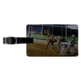 thumbnail image 1 of Harness Racing Track Horse Racer Rectangle Leather Luggage Card Suitcase Carry-On ID Tag, 1 of 8