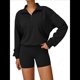 thumbnail image 3 of Sudadera con Media Cremallera para Mujer, para Otoño e Invierno, Informal, Holgada, Resistente Al Viento y Cálida, Ropa Deportiva de Fitness. Negro L, 3 of 8