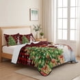 thumbnail image 5 of Quilts King Size Bedding Set, Christmas Snowman Lightweight Quilted Comforter, Cardinal Bird Snowflake Red Black Plaid Soft Reversible Bedspread Coverlet with Pillow Covers for All Season, 96" x 106", 5 of 9