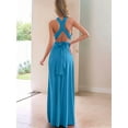 thumbnail image 6 of Women'S Multi-Wear Multi-Rope -Back Strap Dress Solid Color High Waist Sleeveless Maxi Dress Water Blue S, 6 of 7