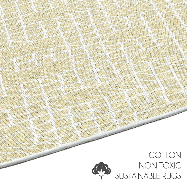 Sussexhome Lattice Collection Cotton Heavy Duty Low Pile Area Rug , 2' x  3', Banana Cream Yellow