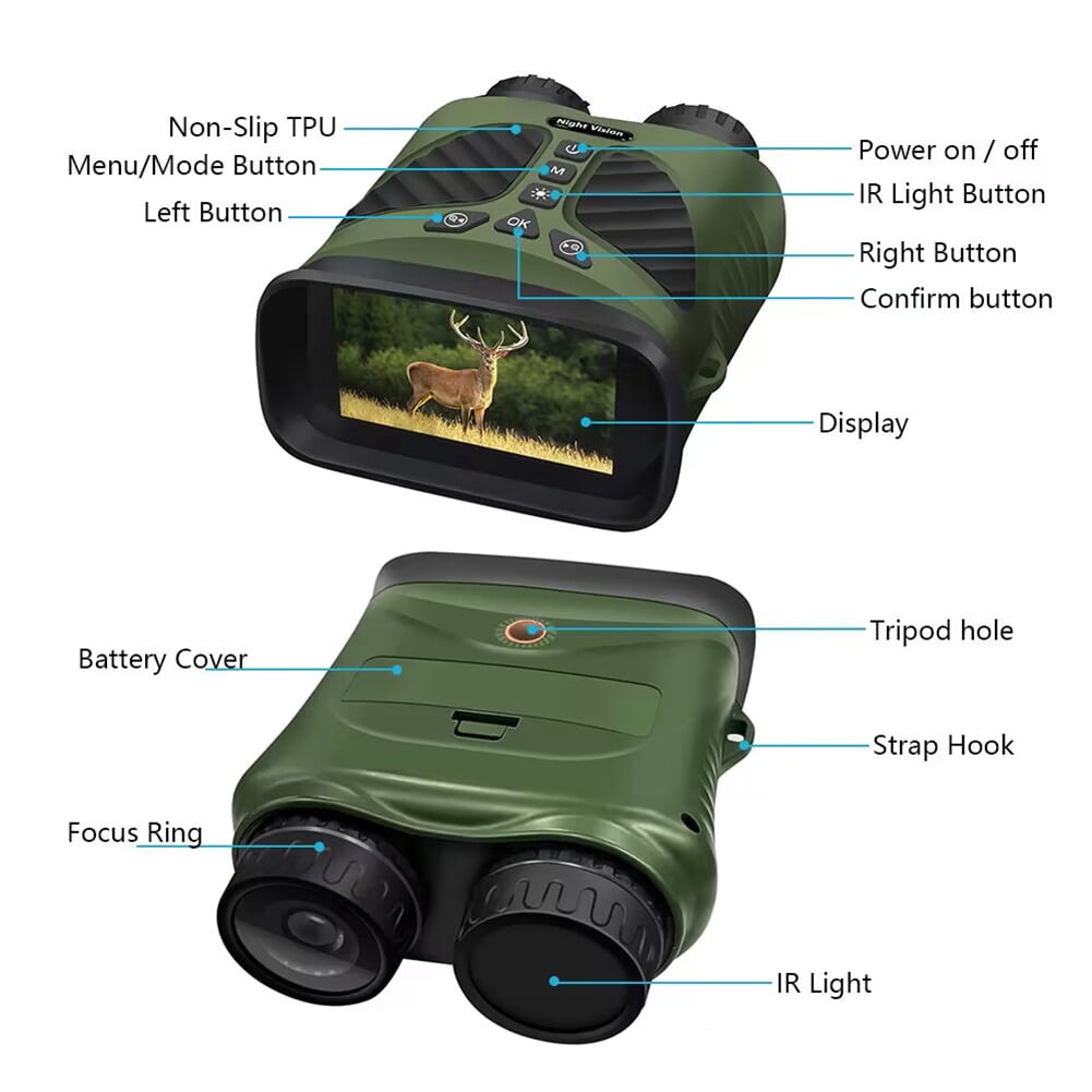 2024 New 40M 2.5K Hd Goggles Infrared Binoculars, with 3'' Large Screen 8X Digital Zoom, Rechargeable Lithium Battery, for Travel Camping