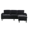 thumbnail image 5 of L-Shaped Sectional Sofa Couch with Storage Ottoman, 77 Inch Modern Chenille Fabric Upholstered Accent Sofa with Solid Wood Legs, 3 Seater Sofa for Living Room Office Small Space, Black, 5 of 7