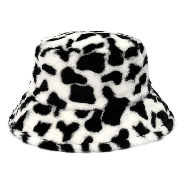 Sombrero de cubo esponjoso de invierno Vintage sombreros de Cloche cálido artificial al aire libre gorra de pescador para damas niñas - A Patrón A Sunnimix Sombrero de pescador para mujer hombre