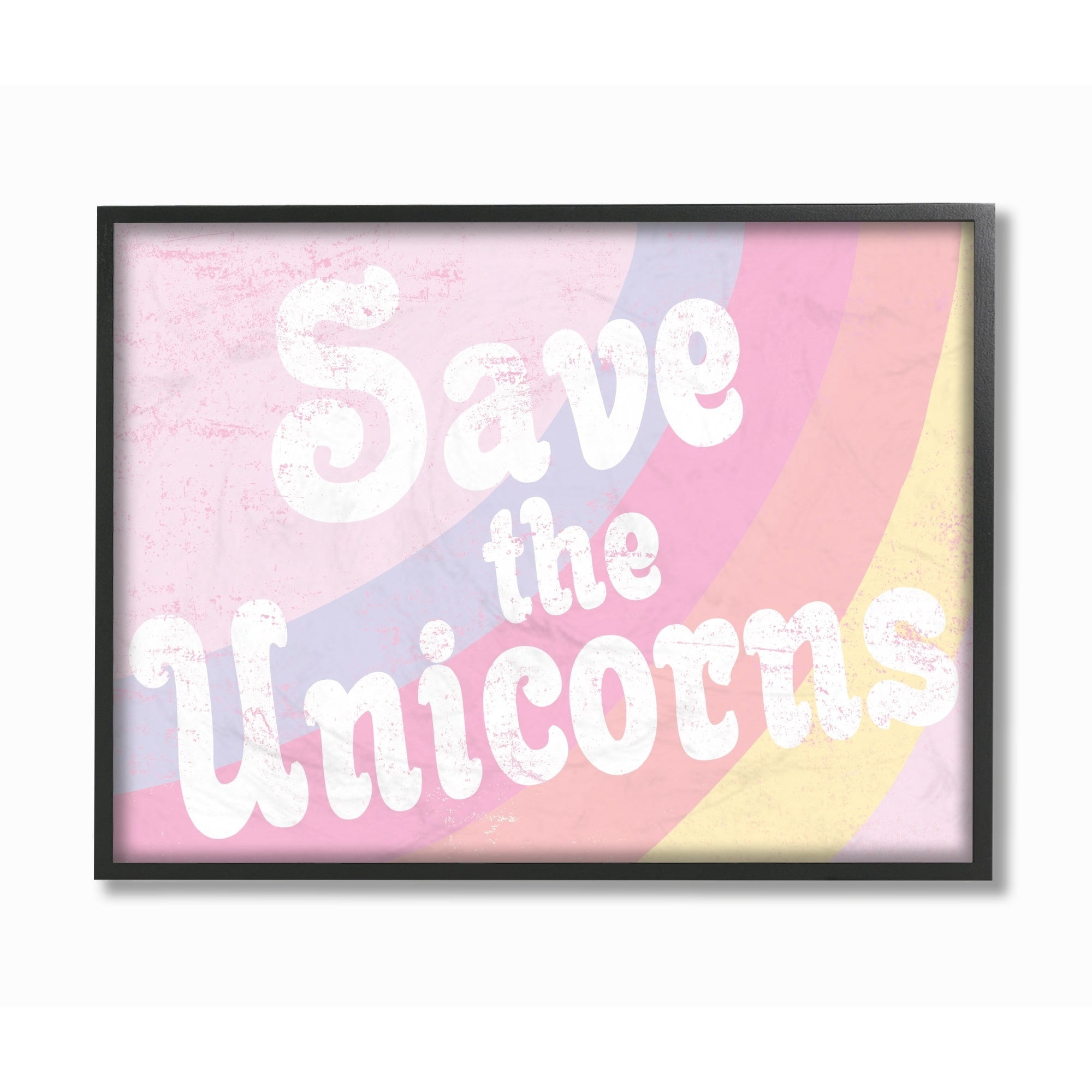 Stupell Industries Save The Unicorns Graphic Art White Framed Art Print Wall Art, 11x14, by Daphne Polselli