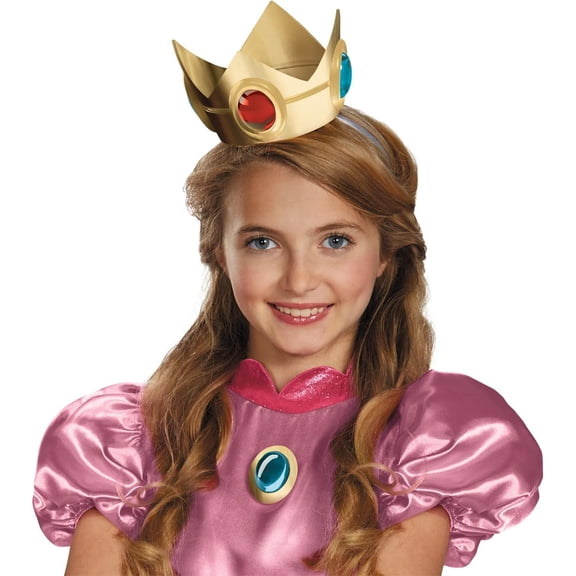 Princess Peach Crown & Amulet Super Mario Bros Costume Adult Womens Girls Gift