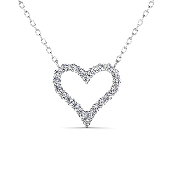 Cate & Chloe Bristol 18k White Gold Plated Heart Necklace with Swarovski Crystals for Women