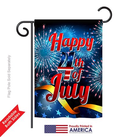 Angeleno Heritage G135022-BO Happy 4th of July Americana Fourth Impressions Decorative Vertical 13" x 18.5" Double Sided Garden Flag