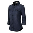 thumbnail image 3 of Made by Olivia Women's Roll up Sleeve Button Down Chambray Denim Shirt, 3 of 7