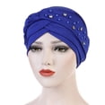 thumbnail image 2 of Womens Large Elastic Solid Color Comfortable Flat Hat Single Color Stud Bead Single Color Single Strip Stud Bead Drill Braid Cap, 2 of 4