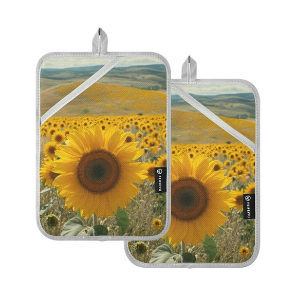Sunflower Sea Oven Mitts 2 Pcs Pot Holders Sets Heat Resistant for Kitchen Cooking Baking 7"x9.8"
